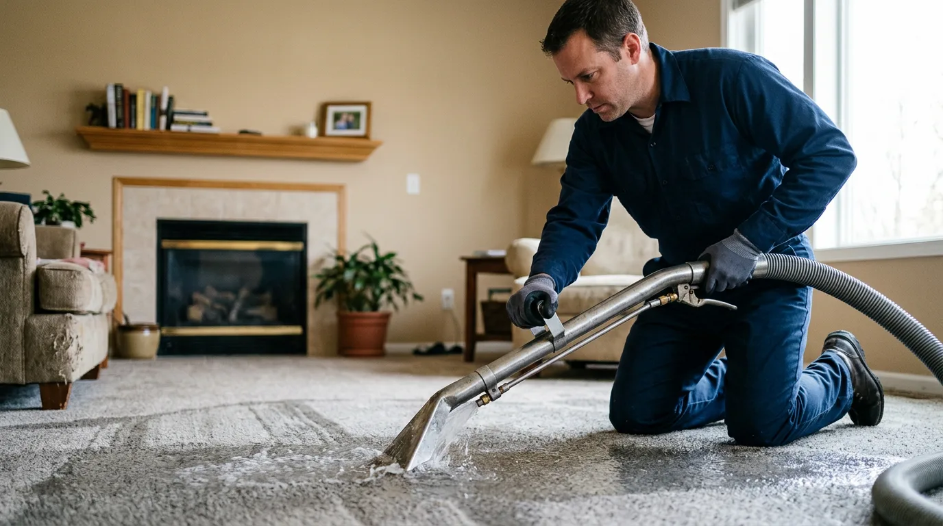 Water damage restoration technician working near Ashaway, RI